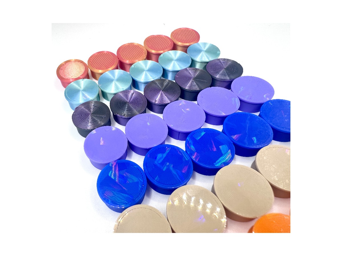 Assorted vial cap colors — 3ml and 10ml caps available in multiple colors
