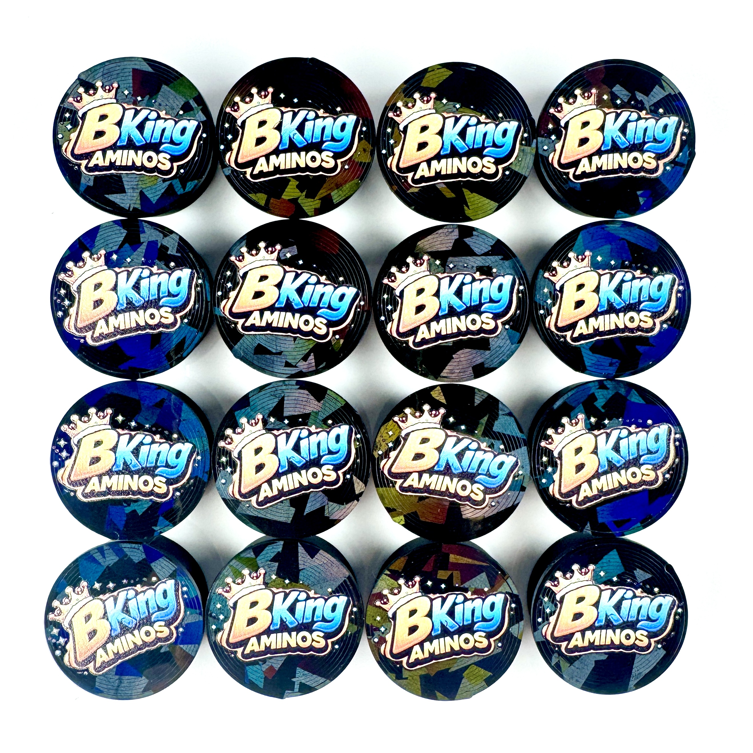 Navy camo B King Aminos logo caps
