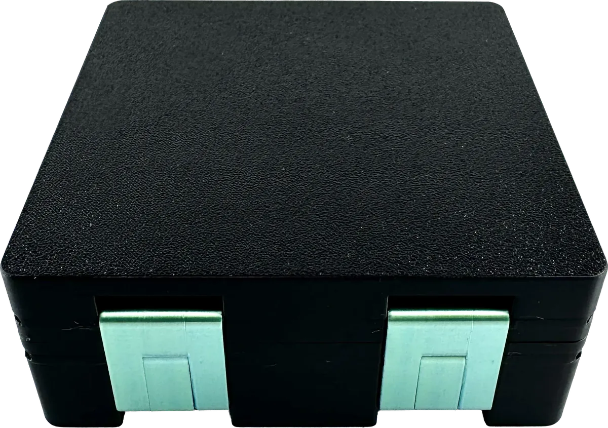 Black vial box, closed